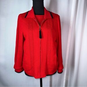 VTG St John Sport Twin Set Cardigan Tank Zip Santana Knit Classic Red Sz M NWOT